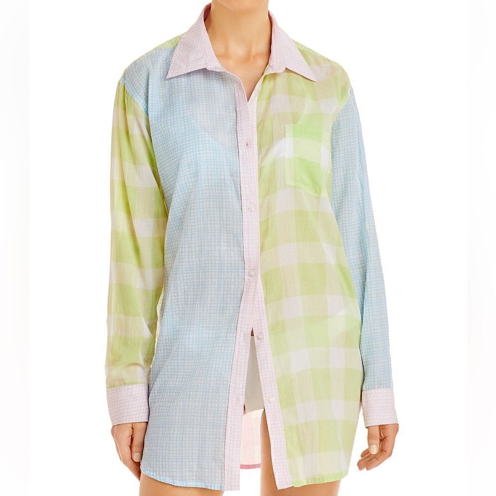SOLID & STRIPED The MixedβPrint Long Oxford TunicβSwim
Coverup size small